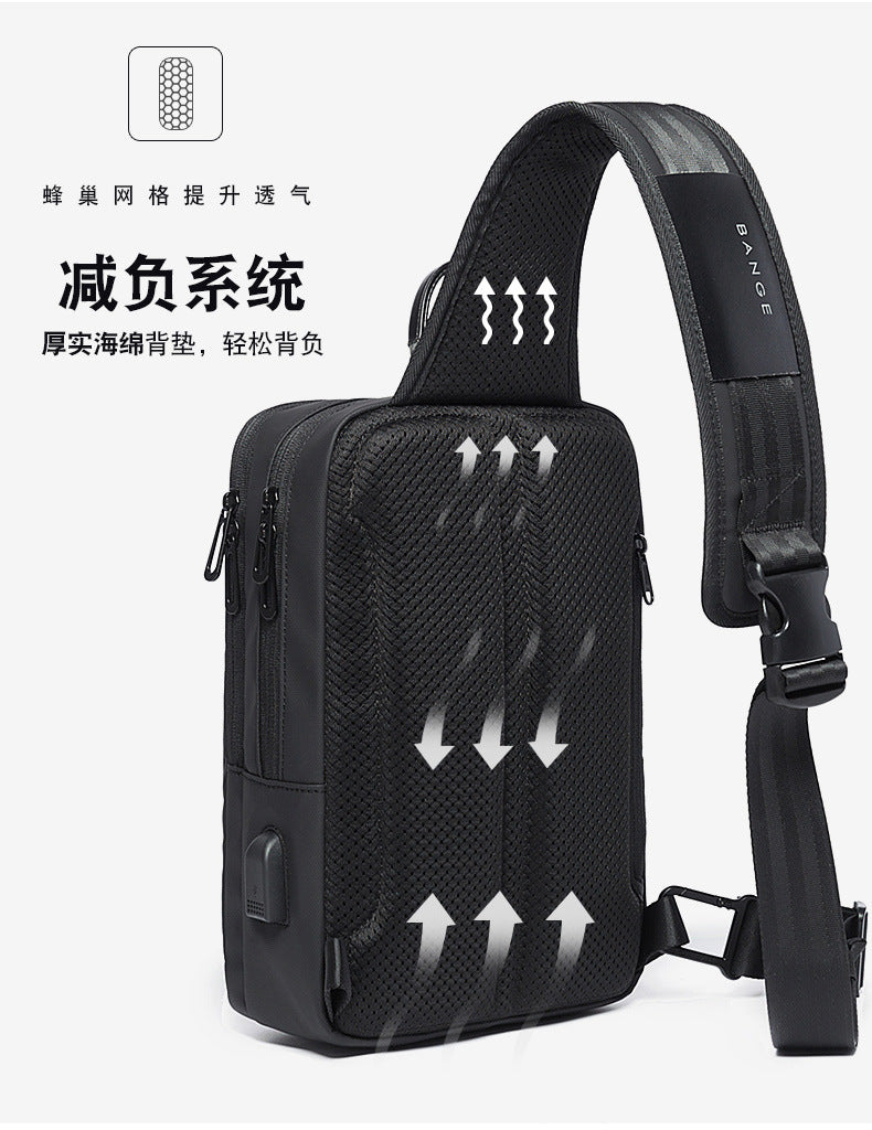 BANGE Fashion Men Travel Waterproof Leisure Male Chest Sports Packs Messenger Shoulder Sling Running Bag men's Boys Handbag