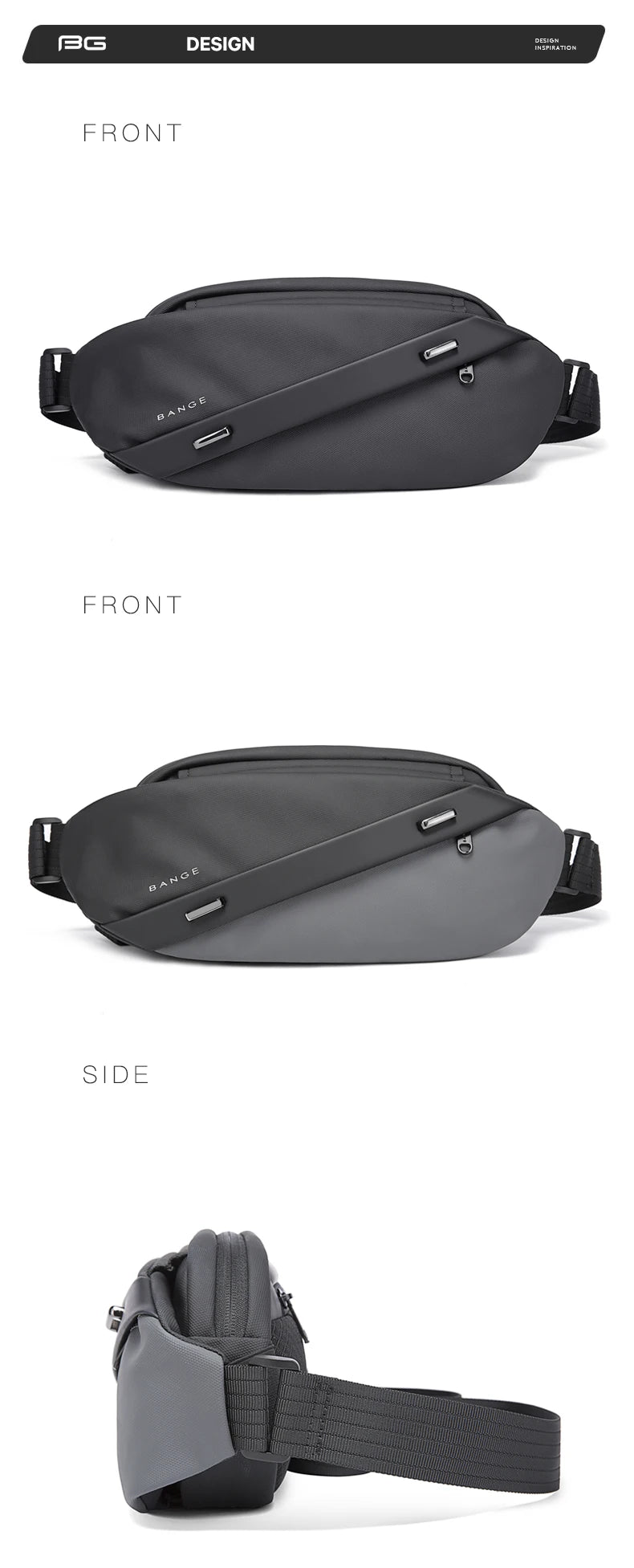 Big Big Bag #0039 - BANGE Large Capacity Waterproof Sling Bag – Multifunction Chest & Waist Pack for Men