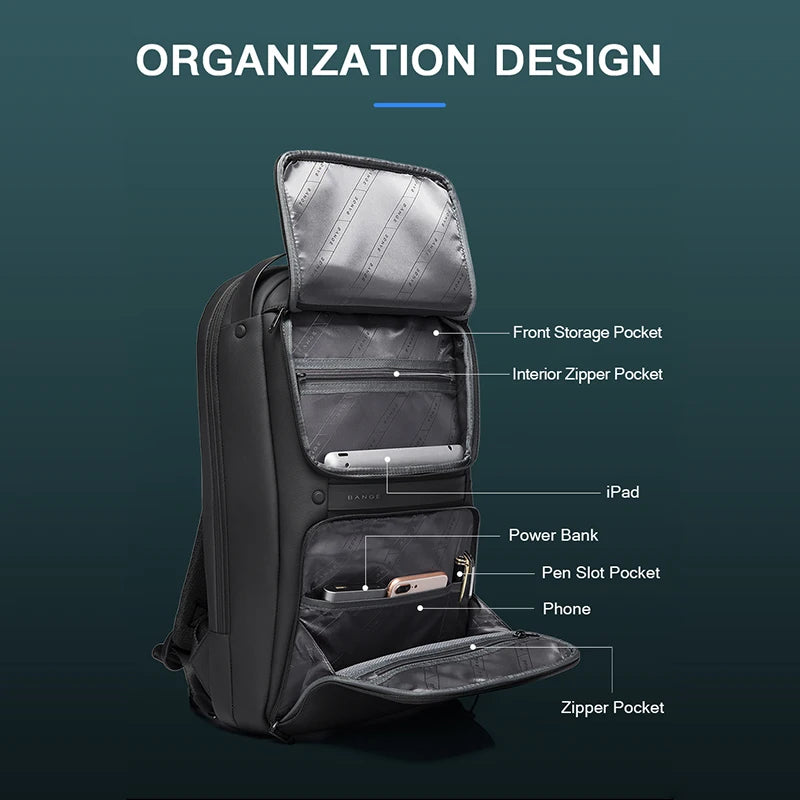Big Big Bag #0020 - BANGE USB Business Backpack – Fits 15.6" Laptop, Waterproof & Anti-Theft