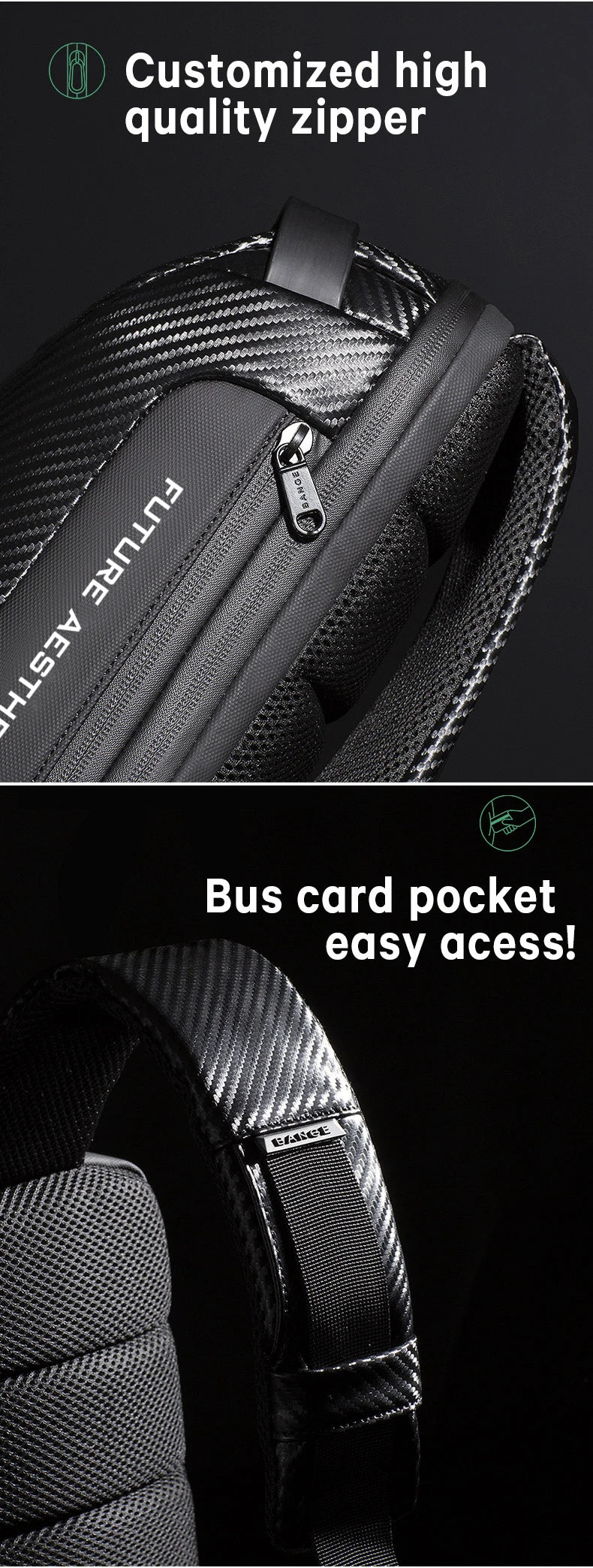 BANGE Upgraded Men Waterproof Multifunction Carbon Fiber Pattern Crossbody Bag USB Sling Shoulder Bags Messenger Chest Bag Pack