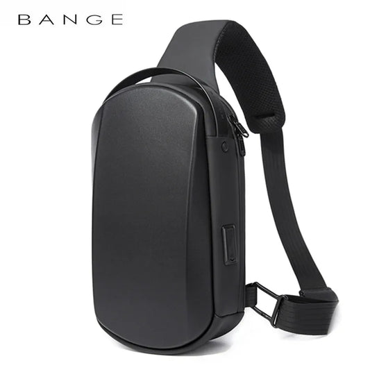 BANGE New Multifunction USB Crossbody Bag Shoulder Bag Man TPU Waterproof Travel Sling Messenger Pack Chest Bag for Male
