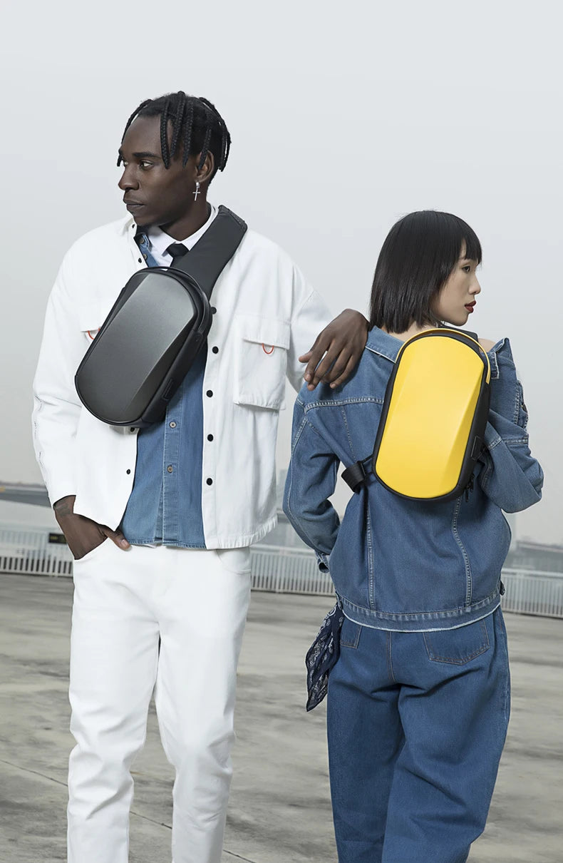 BANGE New Multifunction USB Crossbody Bag Shoulder Bag Man TPU Waterproof Travel Sling Messenger Pack Chest Bag for Male