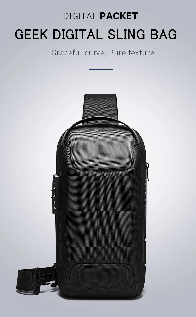 BANGE Hot Chest Bag New Anti-thief Men Crossbody Bag Waterproof Shoulder Bags USB Charging Short Trip For Male Travel Pack