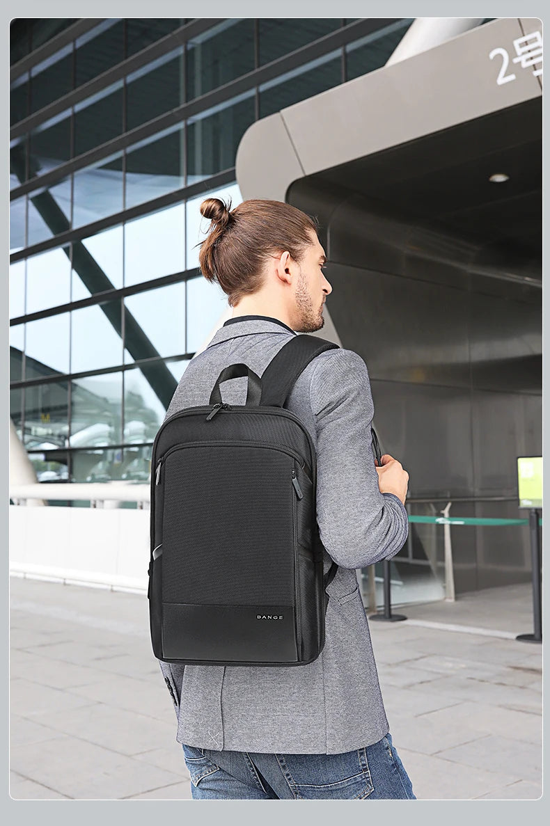 BANGE Men Business Waterproof 15.6" Laptop Backpack Fashion Male Classic Fashion Travel Moto&Biker Light Scalable Shoulder Bags