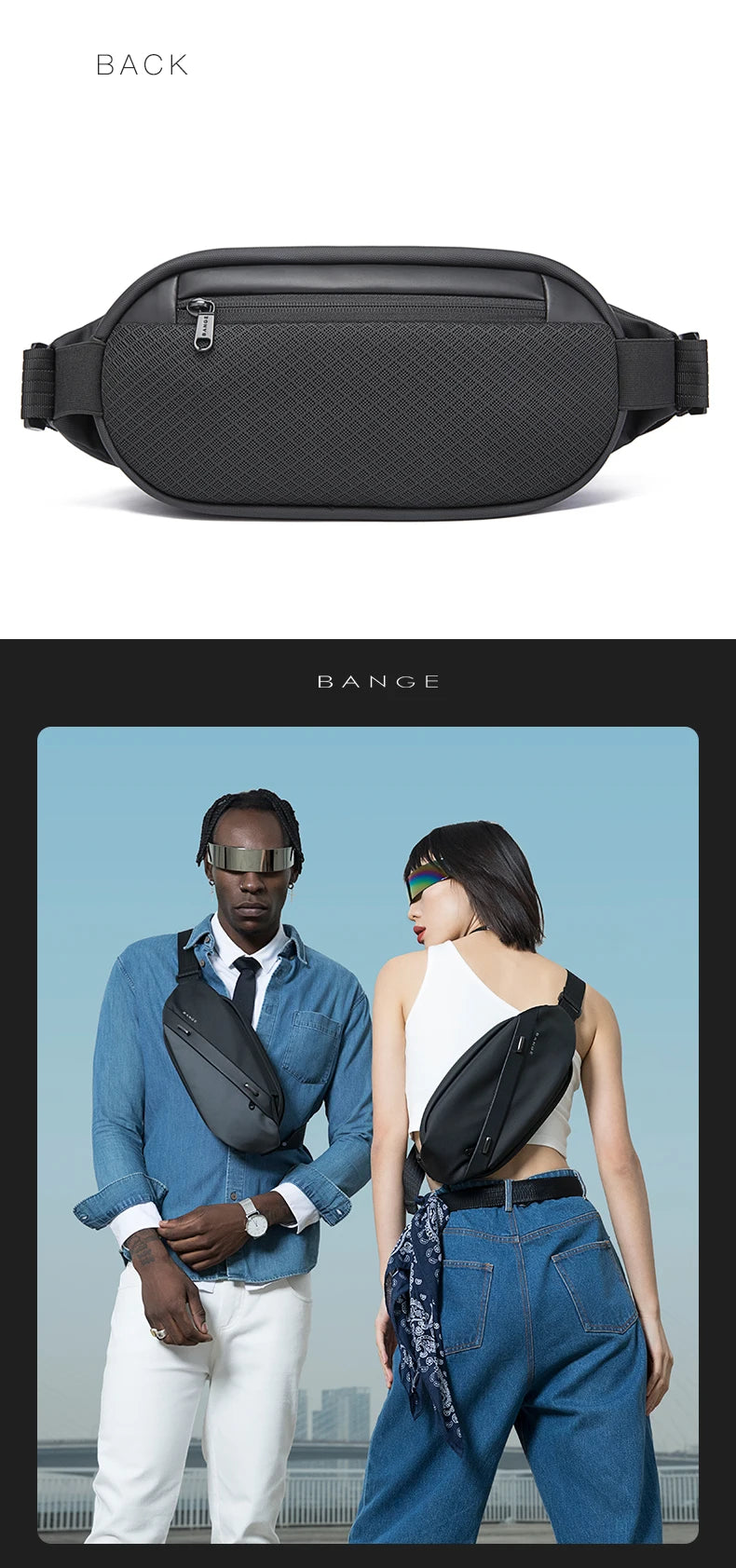 Big Big Bag #0039 - BANGE Large Capacity Waterproof Sling Bag – Multifunction Chest & Waist Pack for Men