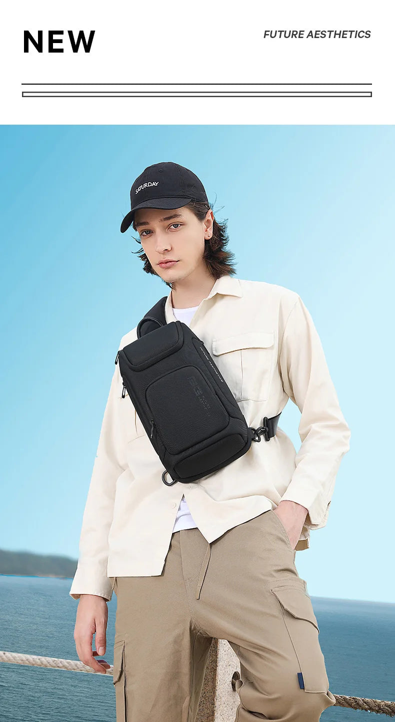 BANGE Crossbody Bag For Men Portable Waterproof Shoulder Messenger Bags Male Travel Short Trip Chest Bag Fit For 9.7 Inch iPad