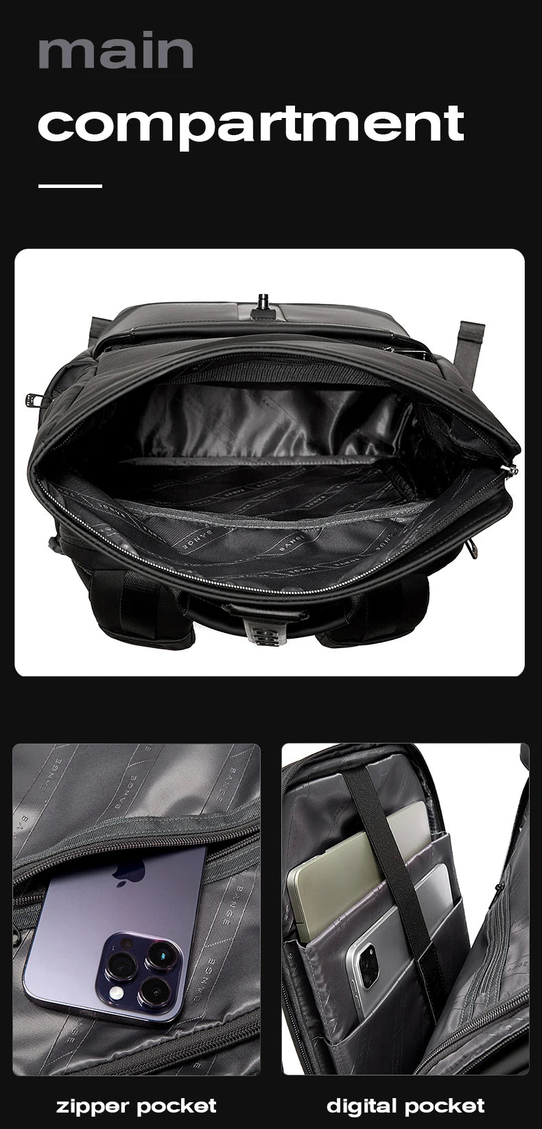 BANGE Unique Men Anti theft Waterproof Laptop Backpack 15.6 Inch Daily Work Business Backpack School back pack mochila for women