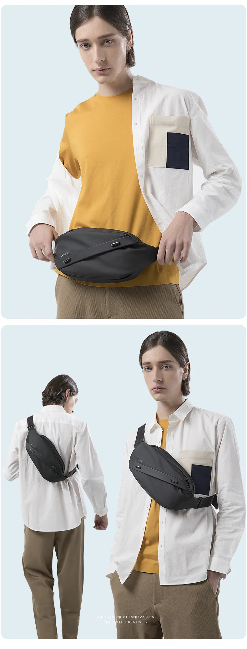 Big Big Bag #0039 - BANGE Large Capacity Waterproof Sling Bag – Multifunction Chest & Waist Pack for Men