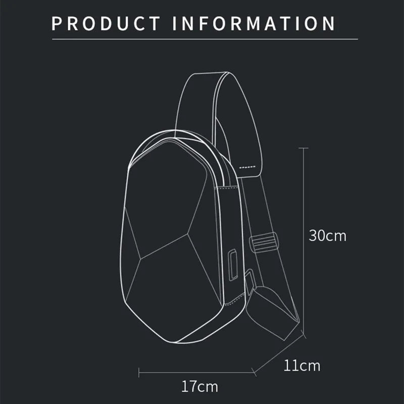 Big Big Bag #0026 - BANGE Hard Shell Sling Bag – Waterproof Crossbody Chest Pack with USB 3.0 Charging