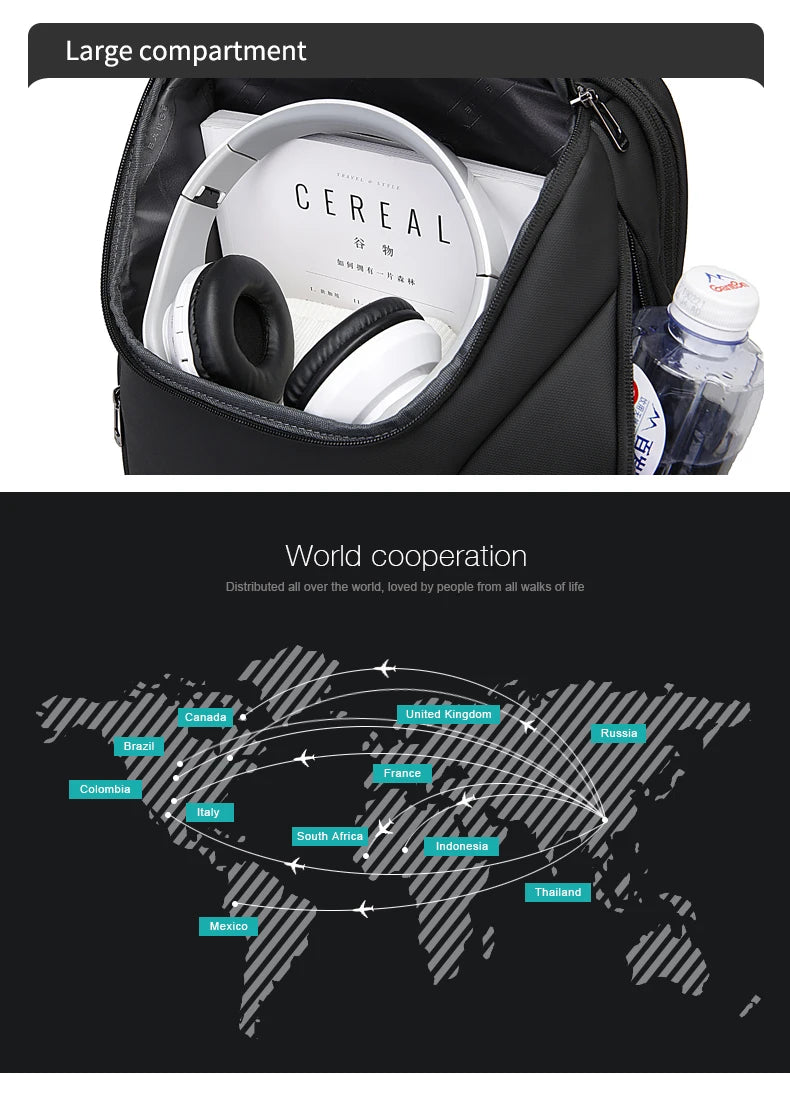 BANGE Waterproof Multi-Use Laptop Backpack For 15.6" Inch USB Charging Shockproof Business Briefcase Shoulder Bag For Man Women