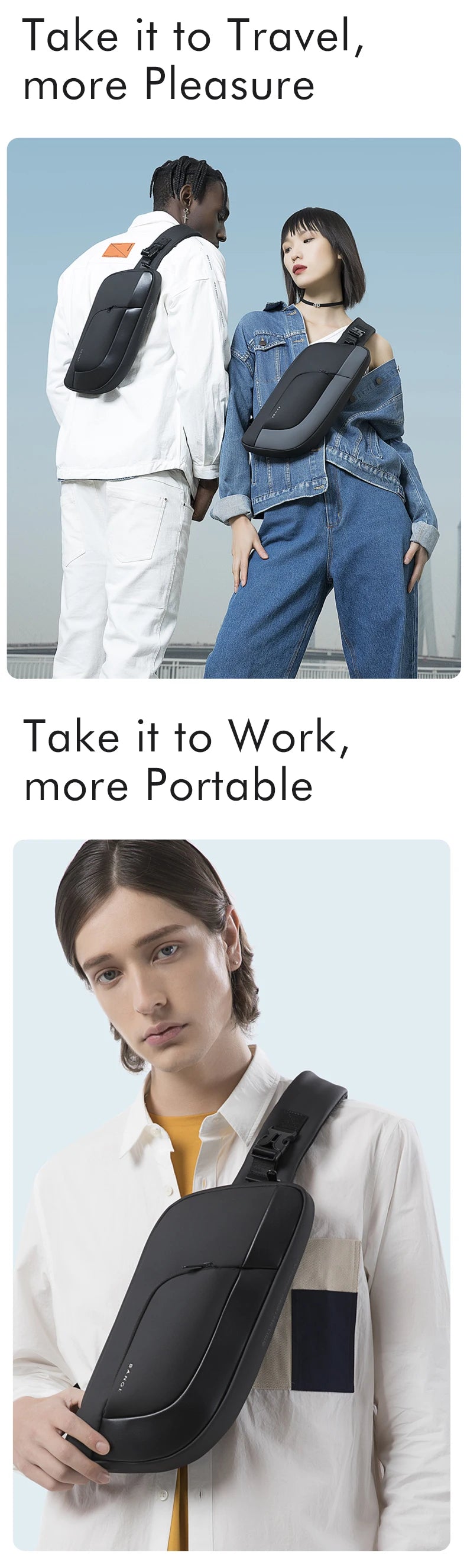 Big Big Bag #0031 - BANGE Waterproof Chest Bag – Korean Style Sling Pack for Men, Anti-Stain & Multifunction