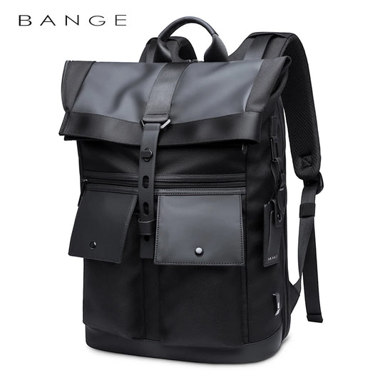 Bange Casual Men Anti Theft Backpack 15.6 inch Multifunctional Waterproof Backpacks Daily Travel Bag School Rucksack With Belt