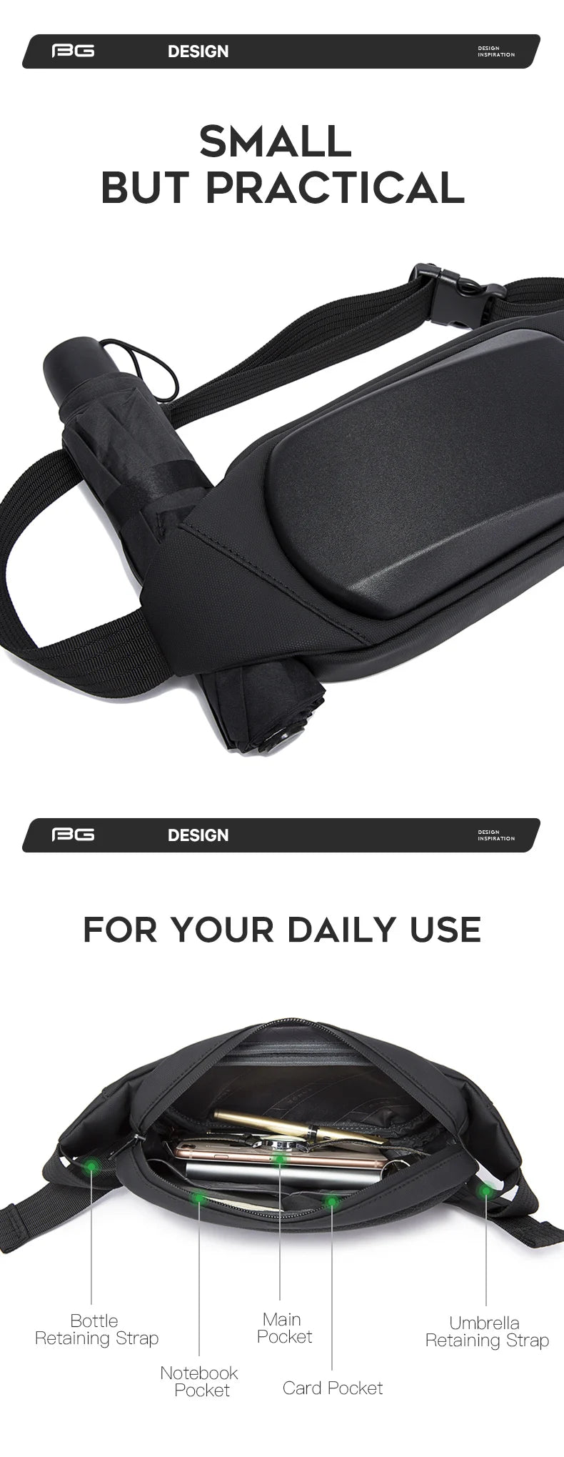 BANGE Chest Bag New Multifunction Crossbody Shoulder Messenger Bags Lightweight Anti-Theft Anti-stain Waterproof Short Trip Pack