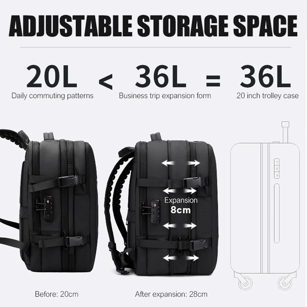 Big Big Bag #0036 - BANGE Expandable Travel Backpack – 17" Laptop, Vacuum Compression, Waterproof