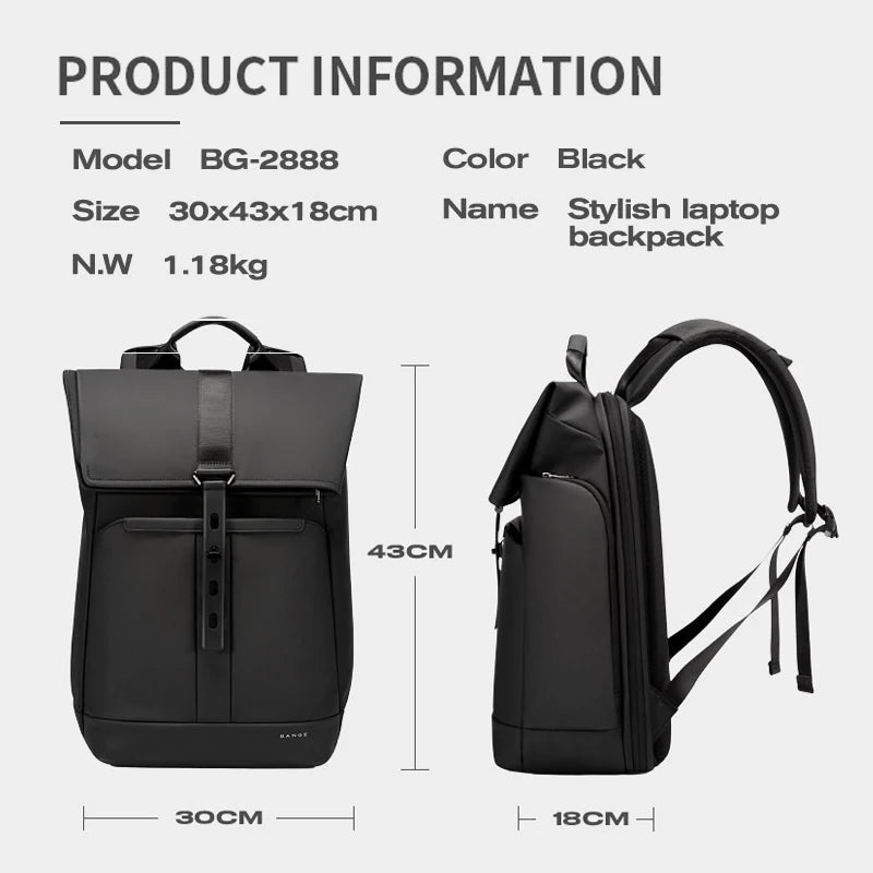 BANGE Unique Men Anti theft Waterproof Laptop Backpack 15.6 Inch Daily Work Business Backpack School back pack mochila for women