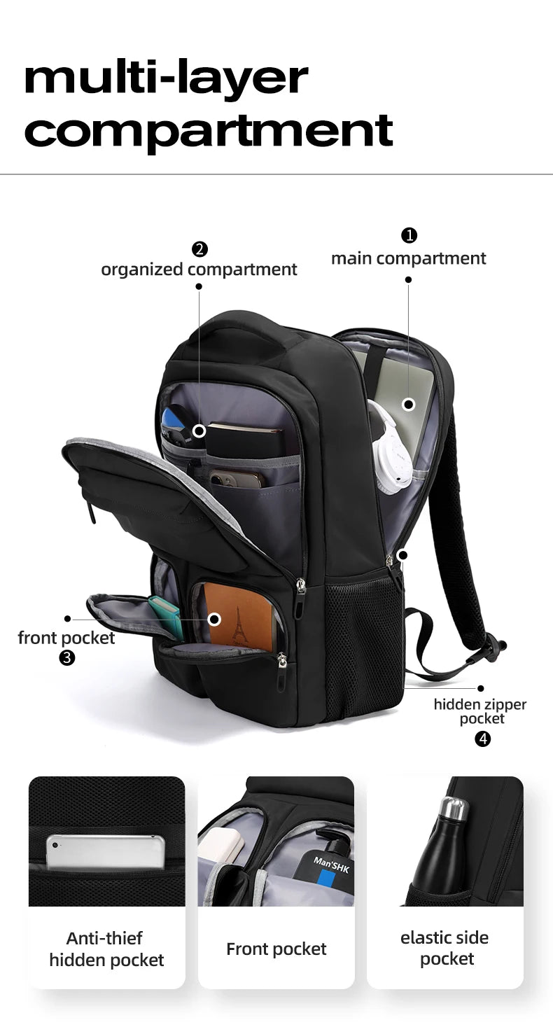 Big Big Bag #0032 - BANGE Waterproof Laptop Backpack – 15.6" Large Capacity Travel & School Bag