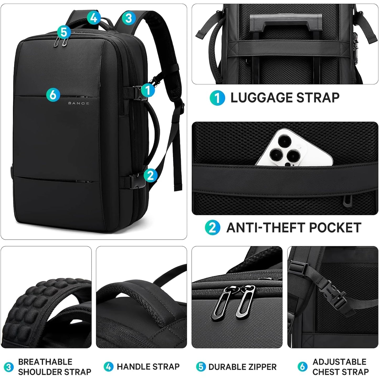 Big Big Bag #0036 - BANGE Expandable Travel Backpack – 17" Laptop, Vacuum Compression, Waterproof