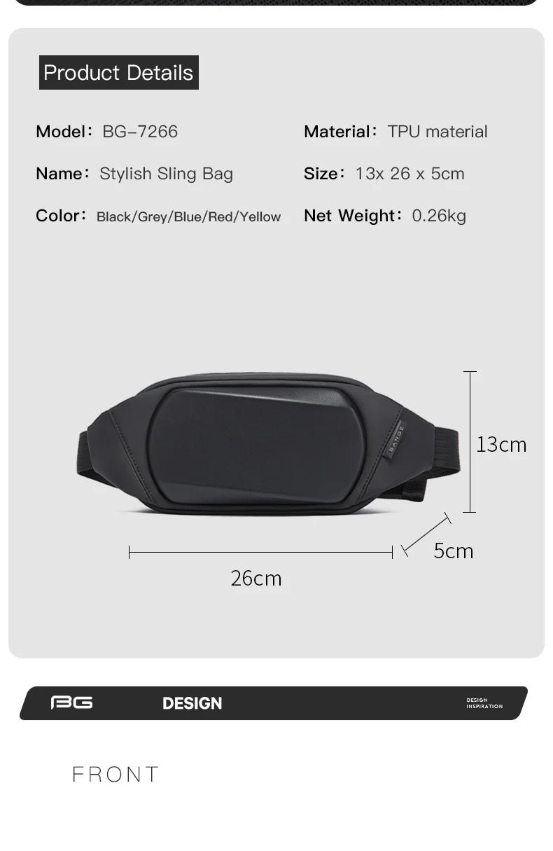 BANGE Chest Bag New Multifunction Crossbody Shoulder Messenger Bags Lightweight Anti-Theft Anti-stain Waterproof Short Trip Pack