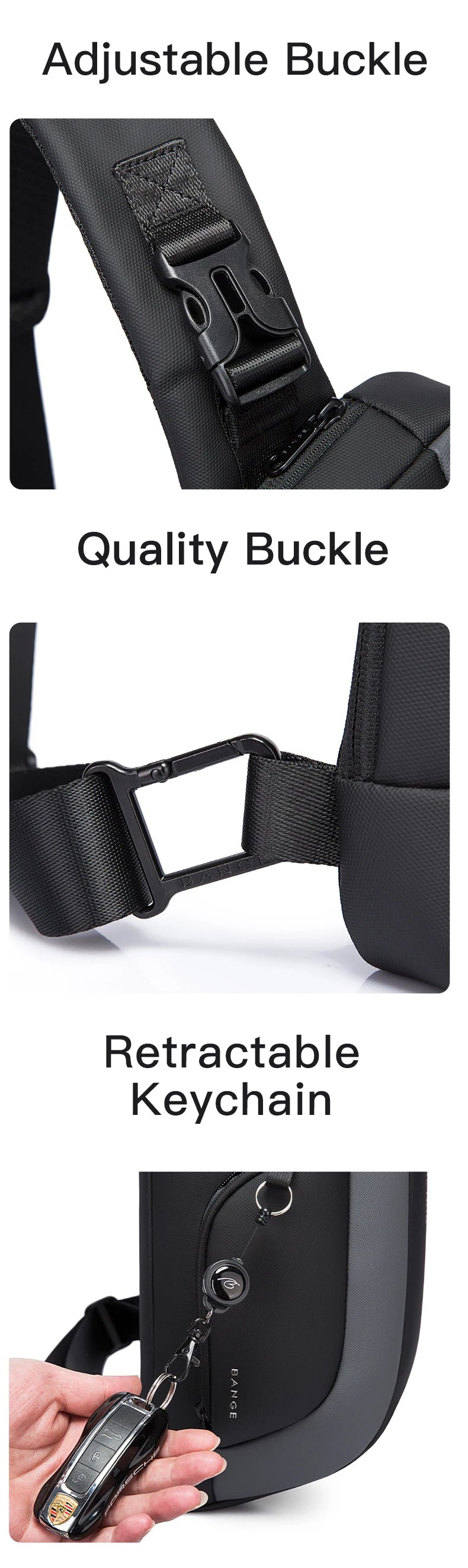 Big Big Bag #0031 - BANGE Waterproof Chest Bag – Korean Style Sling Pack for Men, Anti-Stain & Multifunction