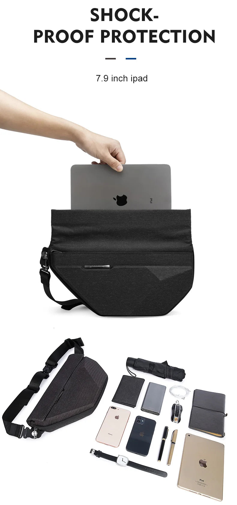Big Big Bag #0029 - BANGE Waterproof Sling Bag – Multifunction Shoulder & Chest Pack for Men (Fits 7–9" iPad)