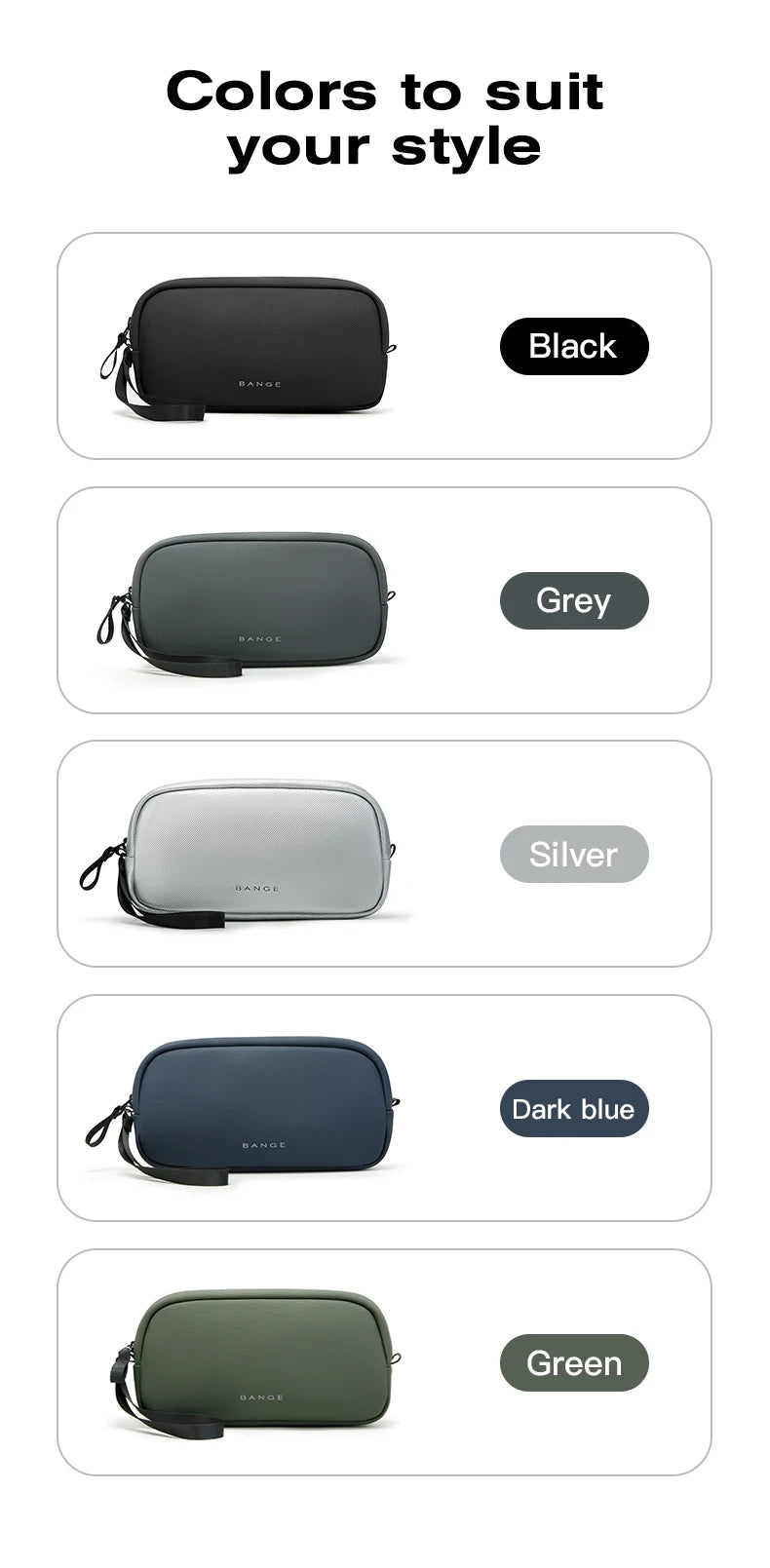 BANGE New Unisex Polyester Light Waterproof Digital USB Cable Storage Hand Bag, Electronics Travel Bag Organizer for Cable Case