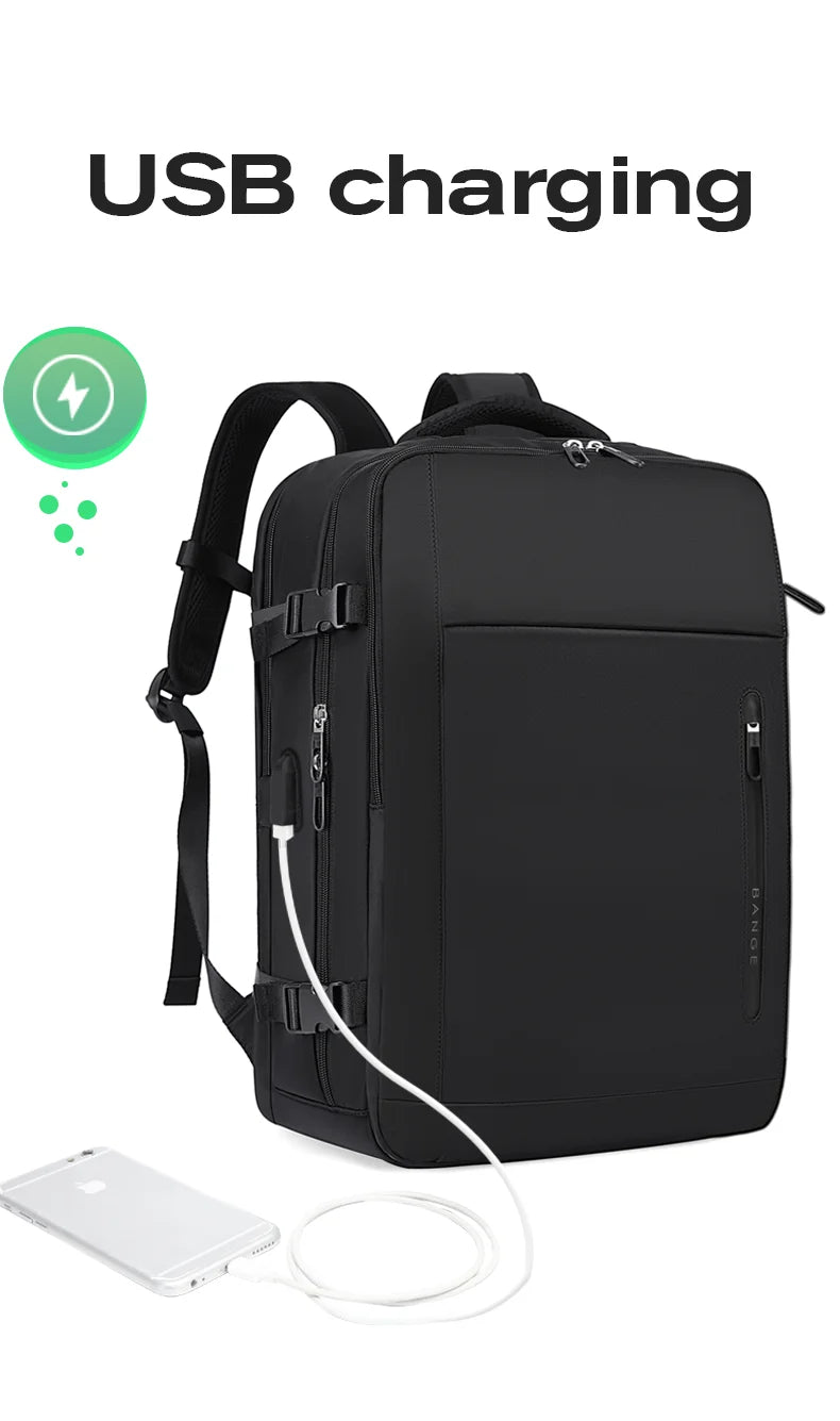 Big Big Bag #0018 - BANGE Waterproof Laptop Backpack – 15.6" USB Charging Business & Travel Bag for Men