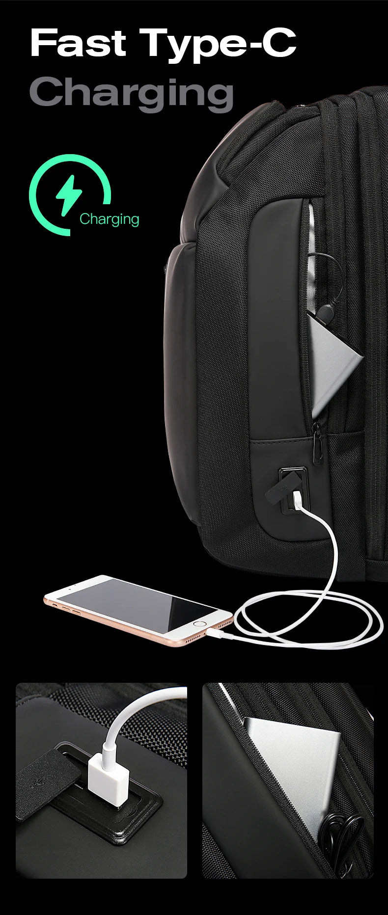 2024 New Fashion Men Business Backpack 15.6 in Laptop Backpack Work Man Bag Unisex Black Travel Male Backpack Mochila Waterproof