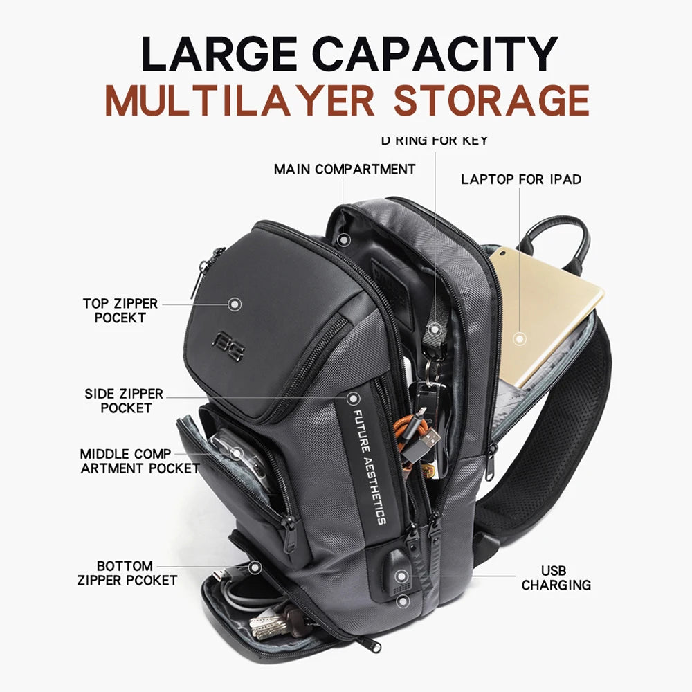 Big Big Bag #0040 - BANGE Anti-Theft Crossbody Bag – Waterproof Shoulder & Chest Pack for Men