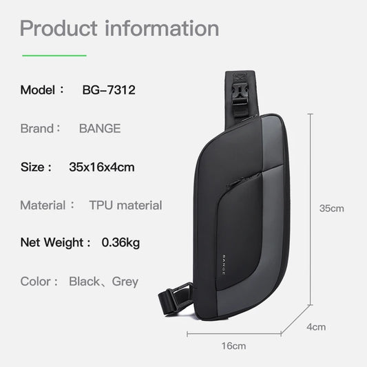Big Big Bag #0031 - BANGE Waterproof Chest Bag – Korean Style Sling Pack for Men, Anti-Stain & Multifunction