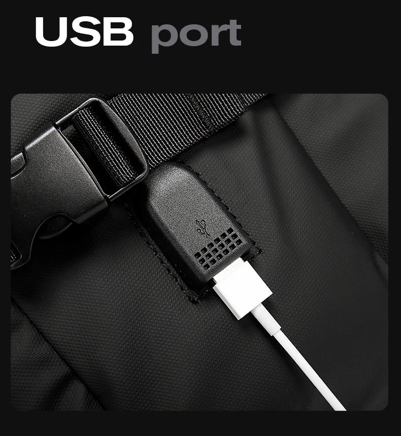 BANGE New Design Large Capacity USB Rechargable Travel Backpacks Men 15.6 inch Laptop Backpack Waterproof Outdoor Bag for Male