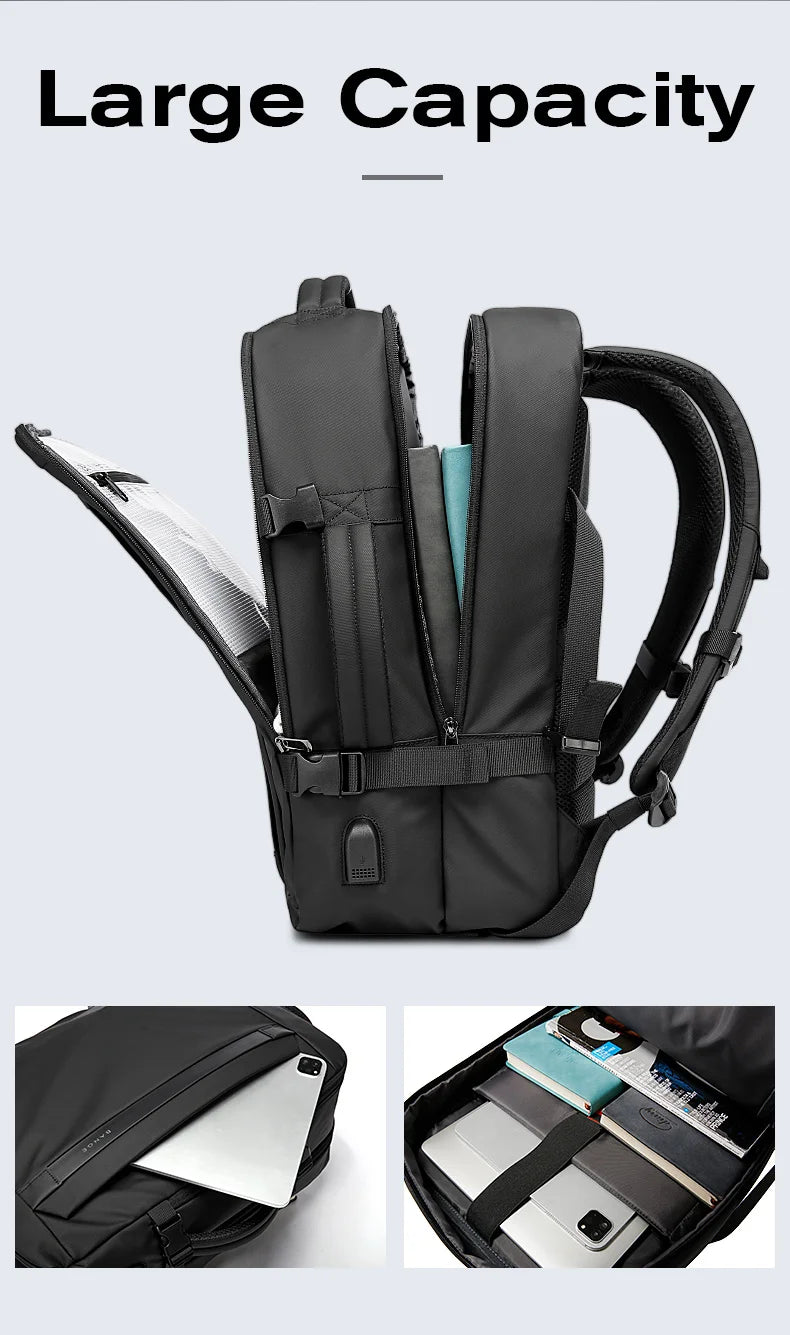 BANGE New Multifunctional USB Recharging Travel Backpack Men Business Waterproof School Bag Large Capacity 15.6 Laptop Backpacks