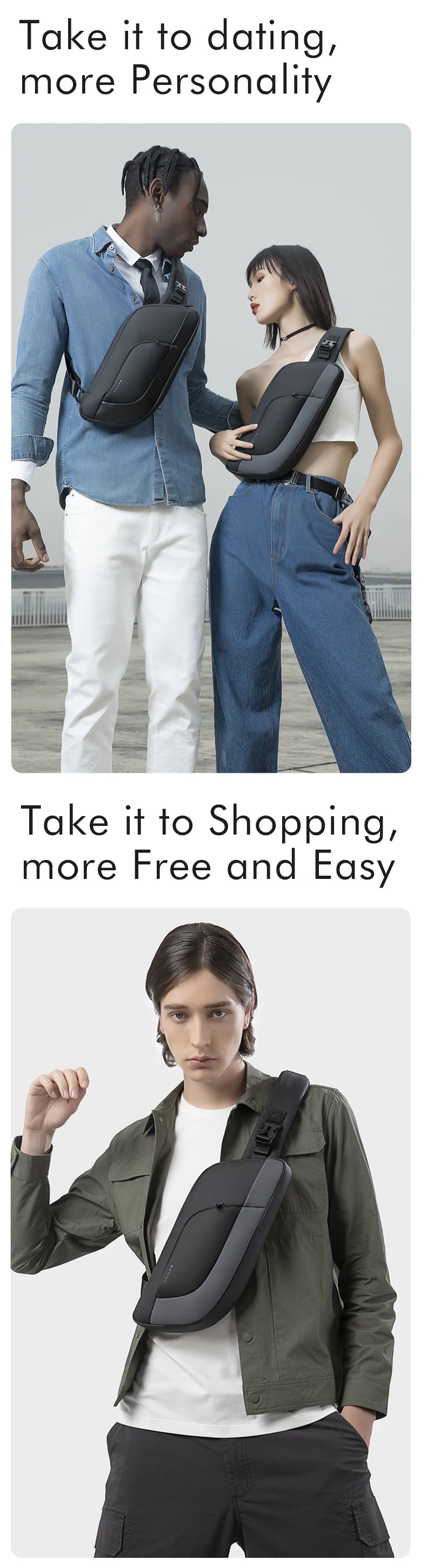 Big Big Bag #0031 - BANGE Waterproof Chest Bag – Korean Style Sling Pack for Men, Anti-Stain & Multifunction