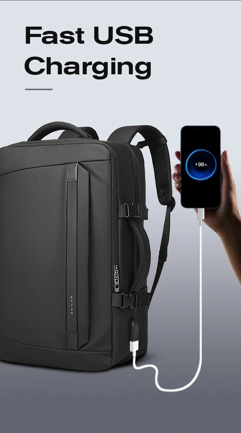 BANGE New Multifunctional USB Recharging Travel Backpack Men Business Waterproof School Bag Large Capacity 15.6 Laptop Backpacks