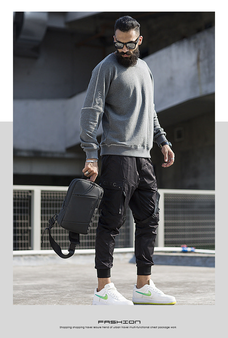 BANGE Fashion Men Travel Waterproof Leisure Male Chest Sports Packs Messenger Shoulder Sling Running Bag men's Boys Handbag