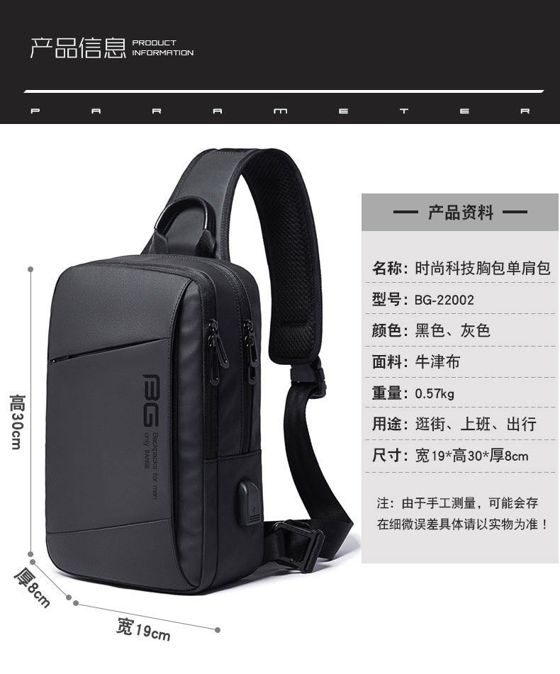 BANGE Fashion Men Travel Waterproof Leisure Male Chest Sports Packs Messenger Shoulder Sling Running Bag men's Boys Handbag