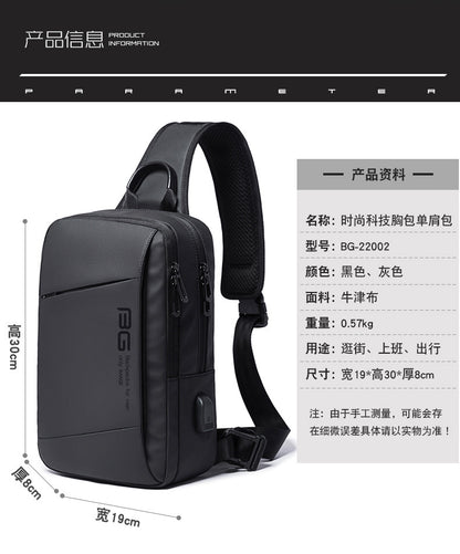 BANGE Fashion Men Travel Waterproof Leisure Male Chest Sports Packs Messenger Shoulder Sling Running Bag men's Boys Handbag