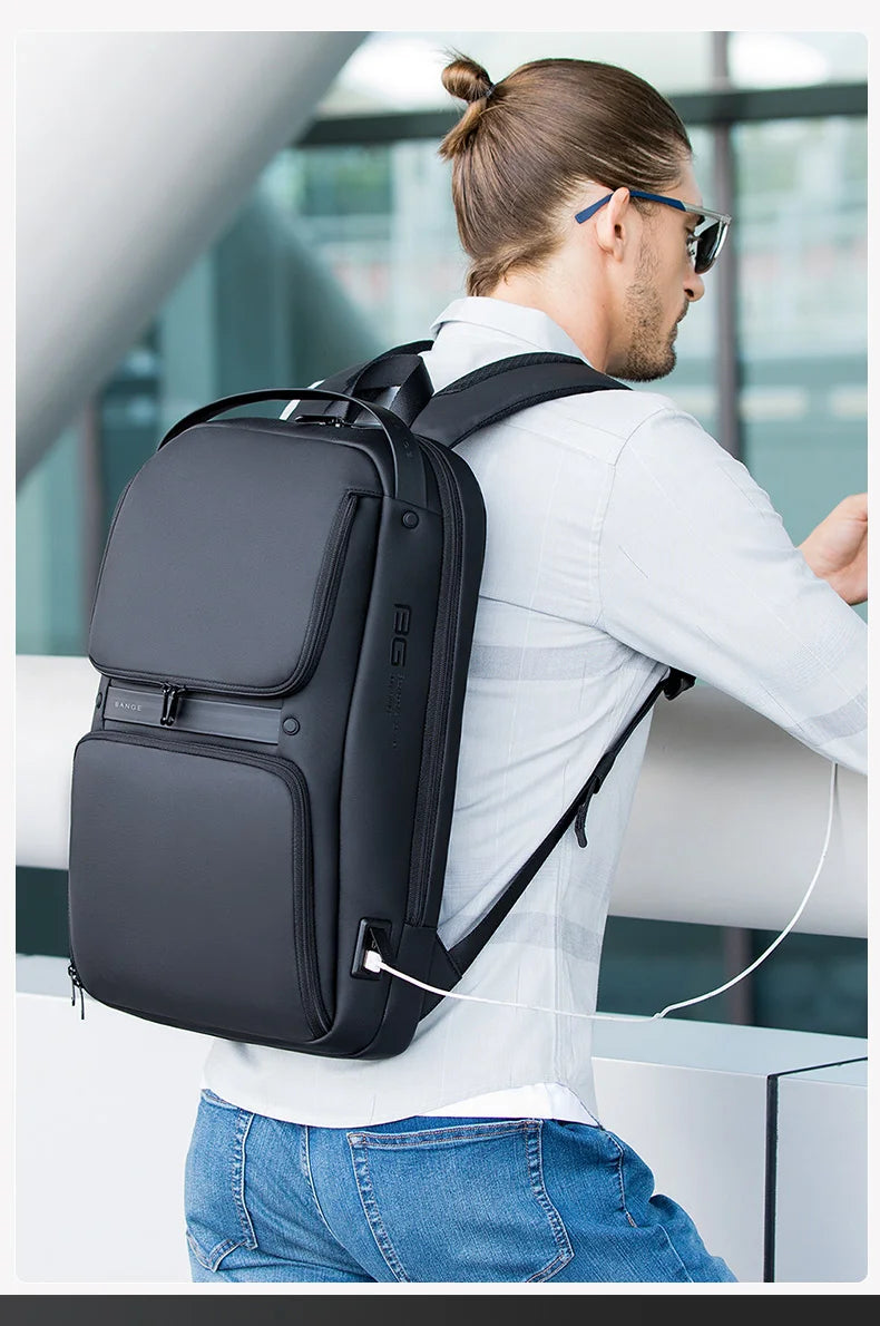 BANGE Men Anti Theft Waterproof Laptop Backpack 15.6 Inch Daily Work Business Backpacks Thin School Back Pack Mochila