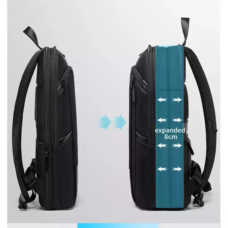 BANGE Slim Men Business Expandable Waterproof 15.6" Laptop Backpack Fashion Male Travel Light Scalable Shoulder Bags for Men