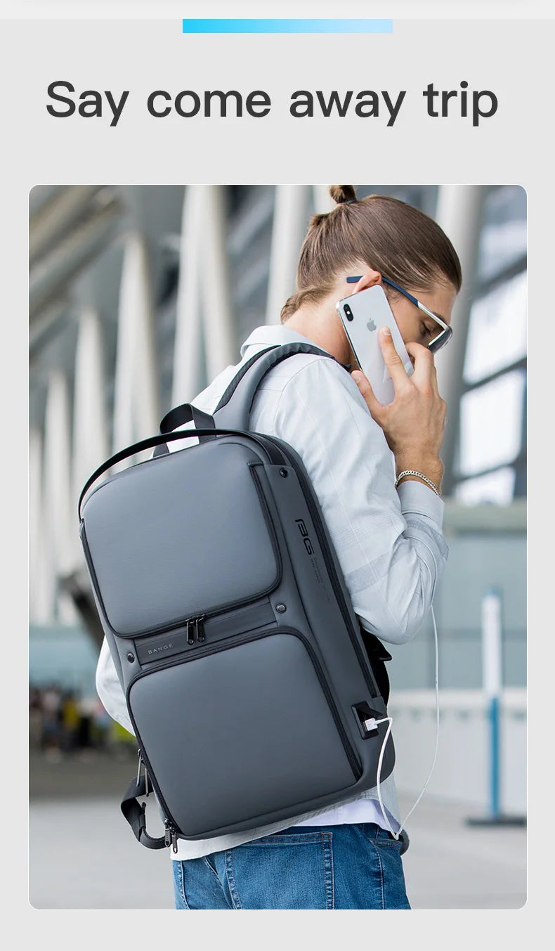 BANGE Men Anti Theft Waterproof Laptop Backpack 15.6 Inch Daily Work Business Backpacks Thin School Back Pack Mochila