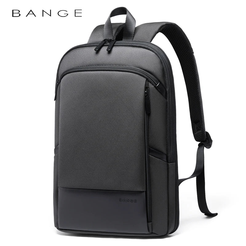 BANGE Slim Men Business Expandable Waterproof 15.6" Laptop Backpack Fashion Male Travel Light Scalable Shoulder Bags for Men