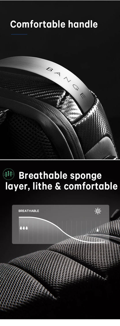 BANGE Upgraded Men Waterproof Multifunction Carbon Fiber Pattern Crossbody Bag USB Sling Shoulder Bags Messenger Chest Bag Pack