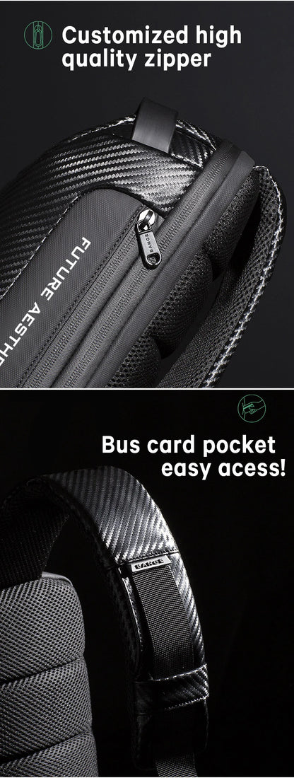 BANGE Upgraded Men Waterproof Multifunction Carbon Fiber Pattern Crossbody Bag USB Sling Shoulder Bags Messenger Chest Bag Pack