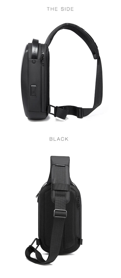 BANGE New Multifunction USB Crossbody Bag Shoulder Bag Man TPU Waterproof Travel Sling Messenger Pack Chest Bag for Male