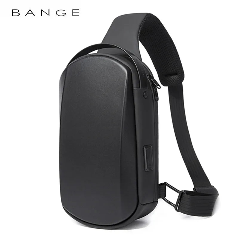 BANGE New Multifunction USB Crossbody Bag Shoulder Bag Man TPU Waterproof Travel Sling Messenger Pack Chest Bag for Male