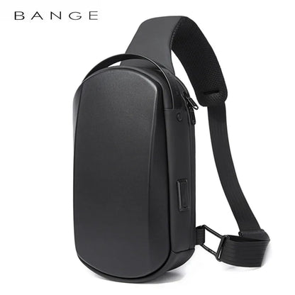 BANGE New Multifunction USB Crossbody Bag Shoulder Bag Man TPU Waterproof Travel Sling Messenger Pack Chest Bag for Male