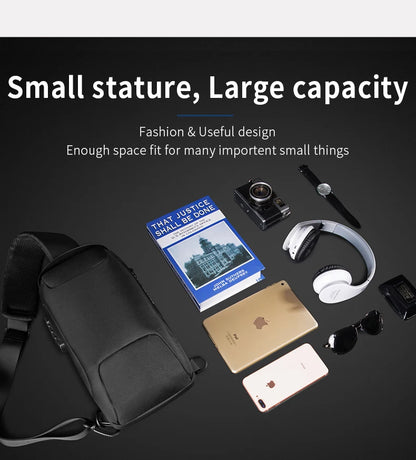 BANGE Hot Chest Bag New Anti-thief Men Crossbody Bag Waterproof Shoulder Bags USB Charging Short Trip For Male Travel Pack