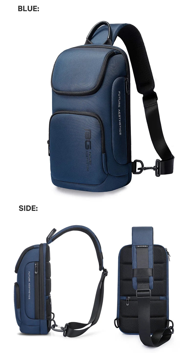 BANGE Crossbody Bag For Men Portable Waterproof Shoulder Messenger Bags Male Travel Short Trip Chest Bag Fit For 9.7 Inch iPad