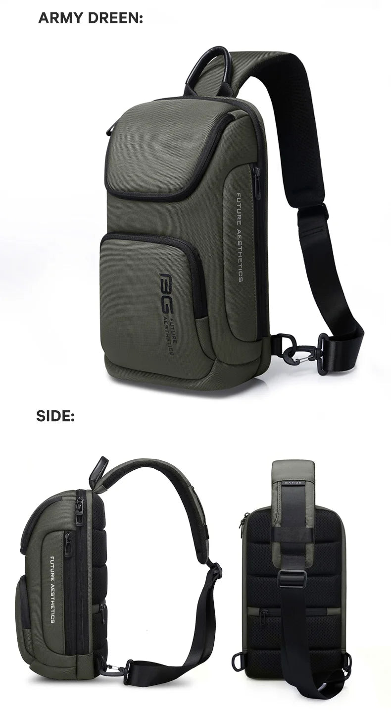 BANGE Crossbody Bag For Men Portable Waterproof Shoulder Messenger Bags Male Travel Short Trip Chest Bag Fit For 9.7 Inch iPad