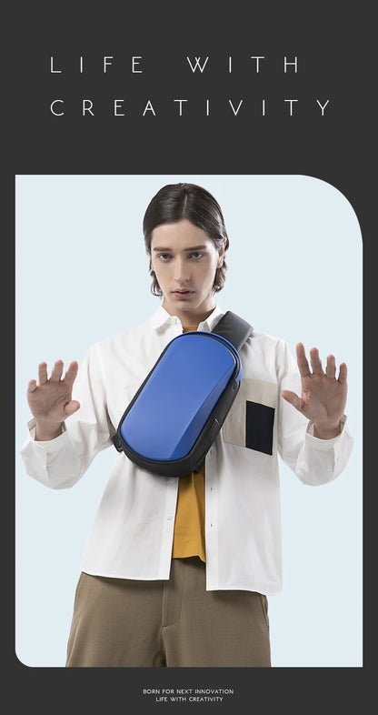 BANGE New Multifunction USB Crossbody Bag Shoulder Bag Man TPU Waterproof Travel Sling Messenger Pack Chest Bag for Male