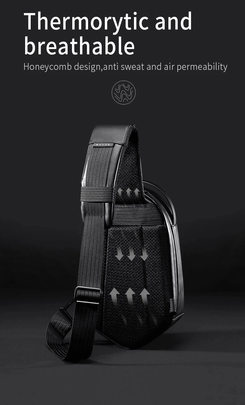 BANGE Hard Shell Design 3.0 USB Charging Crossbody Bag Shoulder Bags Male Waterproof Short Trip Chest Bag Pack for Men Sling Bag